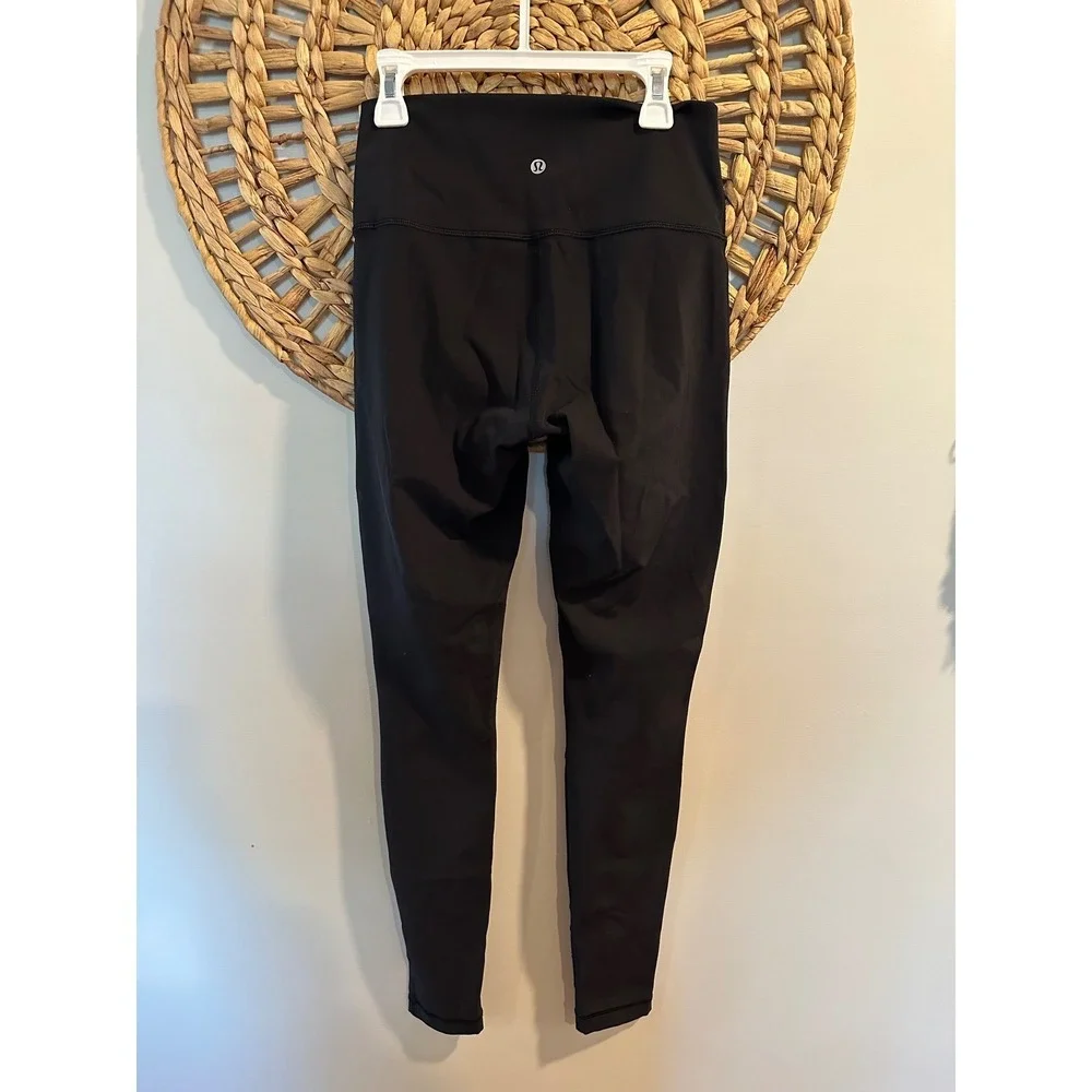 Lululemon High Rise Moto Mesh‎ Leggings Black Yoga Pants Full Length Womens